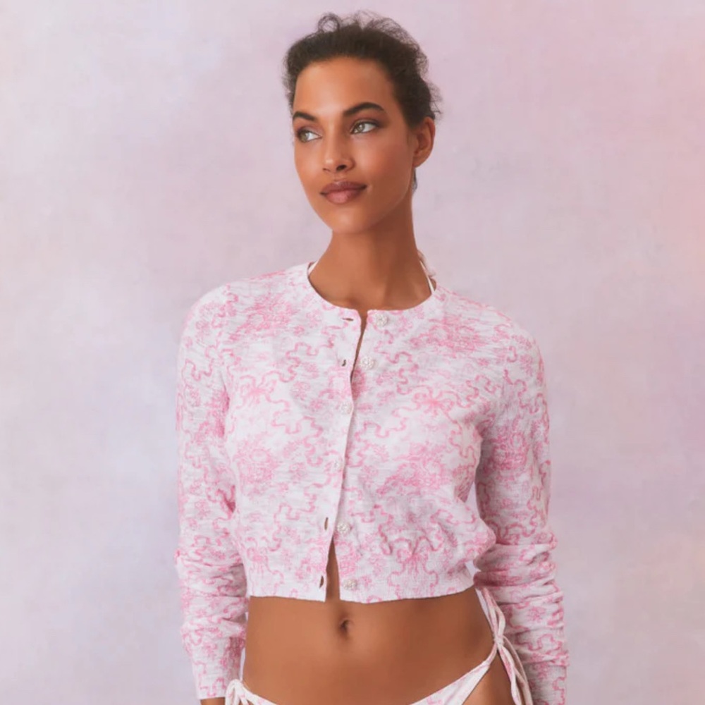 Pink Patterned Cardigan